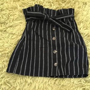 black and white striped mini skirt